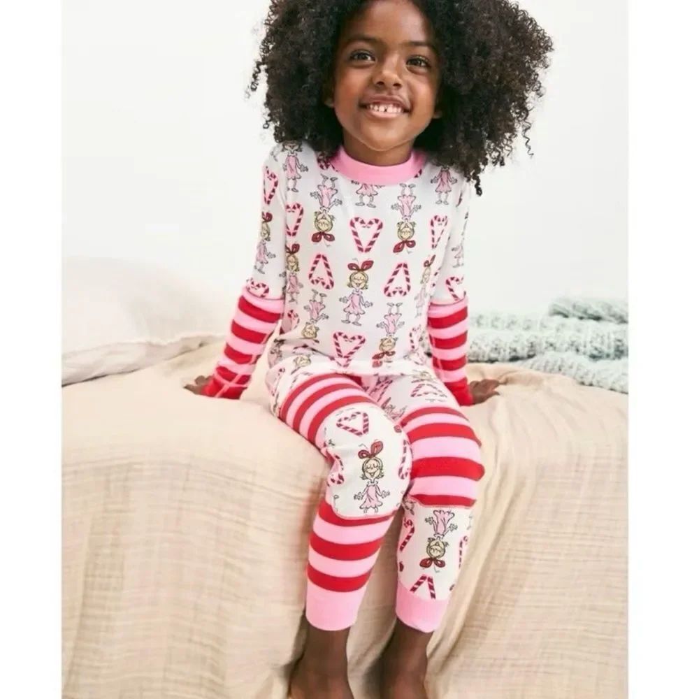 Hanna Andersson Dr Seuss GRINCH Cindy Lou Who Candy Cane 120/6-7 pajamas